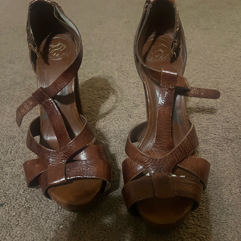 BCBGeneration Brown Strappy Heels